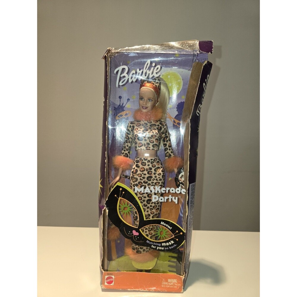 2002 Mattel Barbie MASKerade Party Doll #56284 Leopard Costume NRFB Box Damage